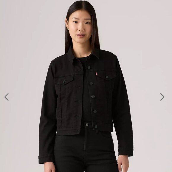 Women's Levi's Denim Black Trucker Jacket, Size M - Picture 1 of 10